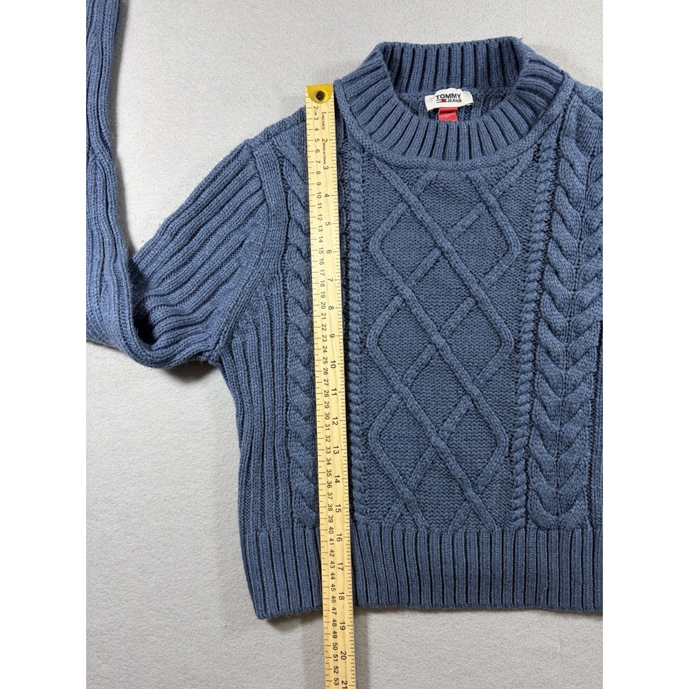 Tommy Hilfiger Women's Cable-Knit Mock-Neck Blue Sweater Size Small Cottagecore - Picture 3 of 7